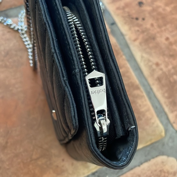 BOTKIER NEW YORK Soho Quilted Black Leather Chain Clutch Wristlet - Picture 11 of 13